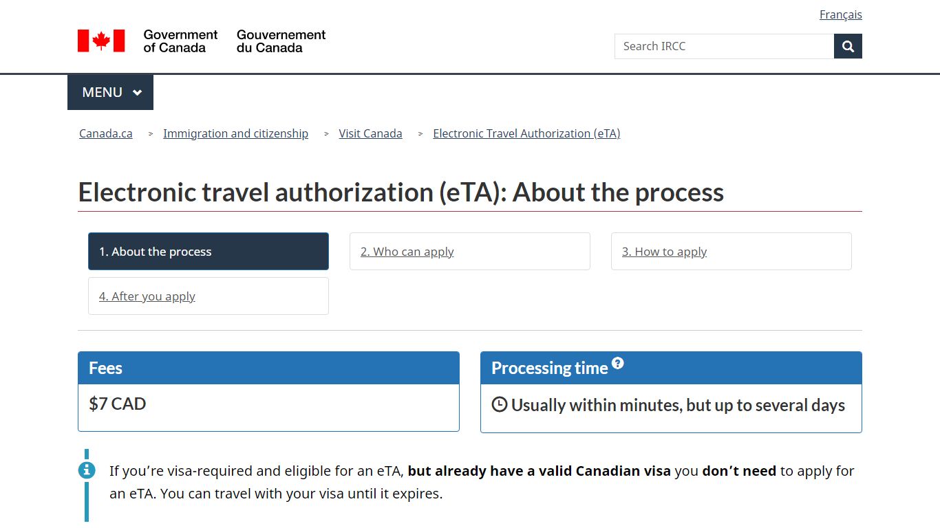 Electronic travel authorization (eTA): About the process - Canada.ca