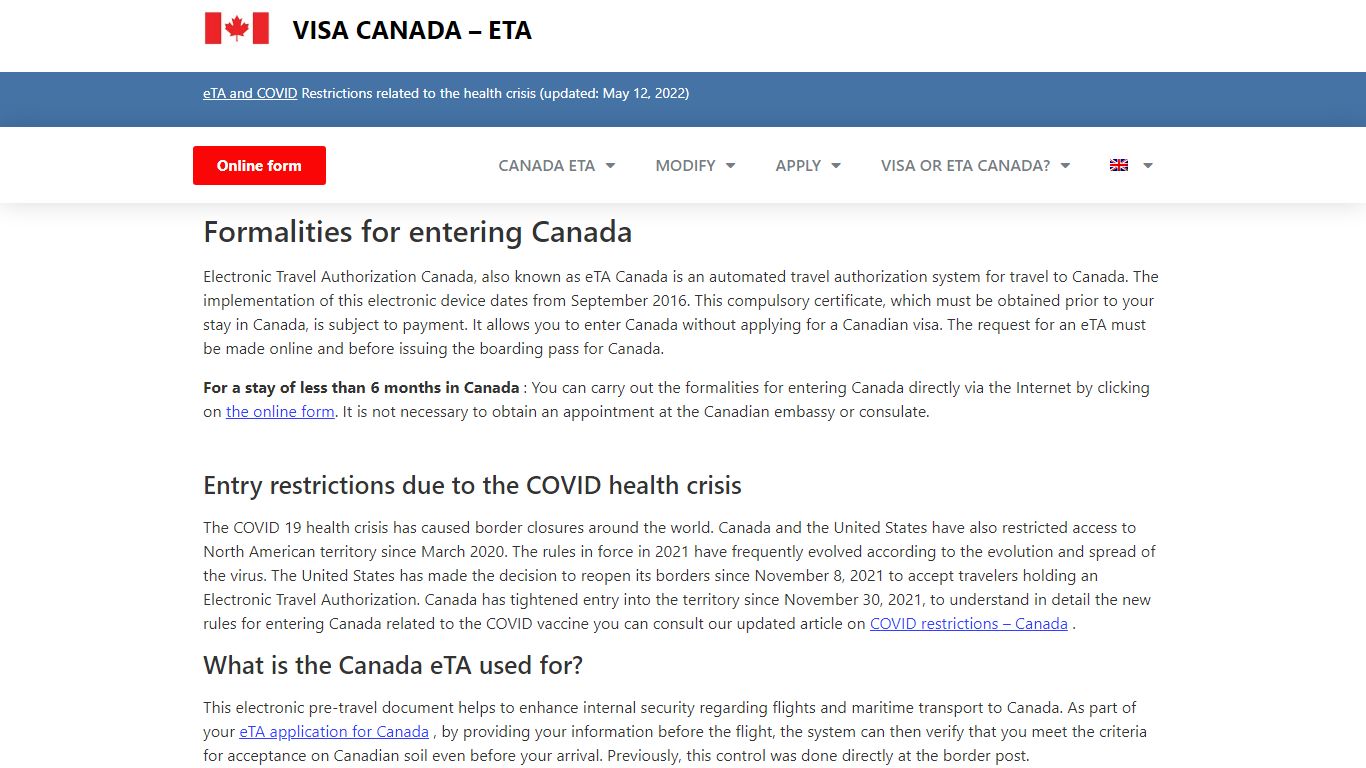 CANADA: Electronic Travel Authorization