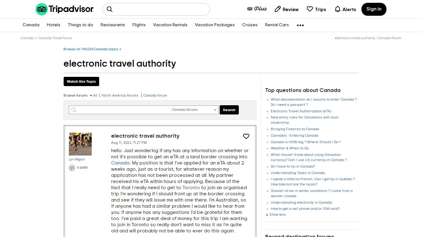 electronic travel authority - Canada Forum - Tripadvisor